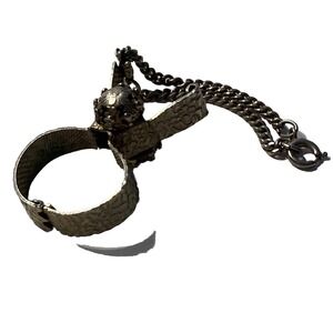 Vintage Silver Tone Glove & Scarf Clip Holder Clamp w/ Chain